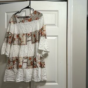 Mid sleeve print dress